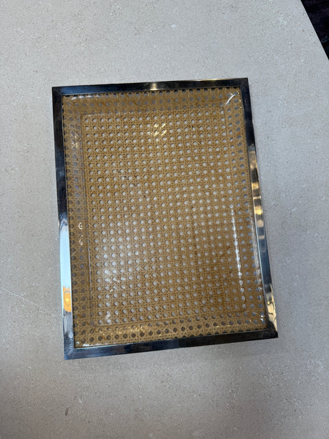 Italian Chrome and Cane Tray,1970s