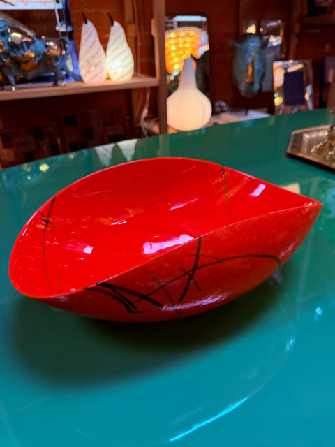 Red Murano Art Glass Bowl