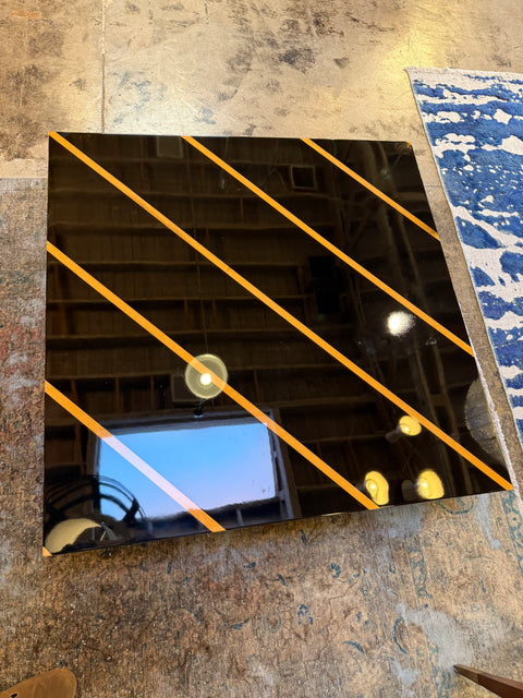 Black Lacquer Coffee Table with Light-Wood Inlay, Italy, 1970s