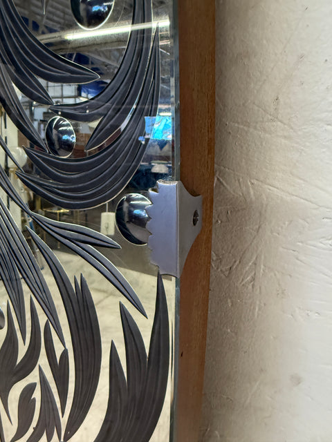 Murano Etched Glass Floor Mirror with Integrated Console Shelf 1950s