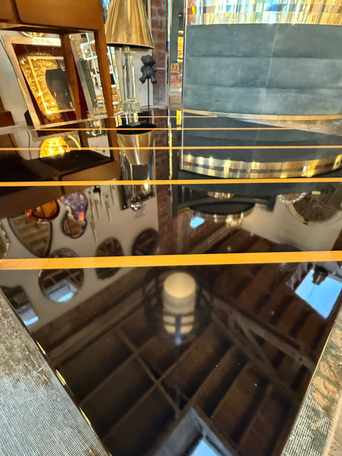 Black Lacquer Coffee Table with Light-Wood Inlay, Italy, 1970s