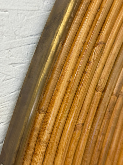 Vintage Round Bamboo Mirror with Wide Frame