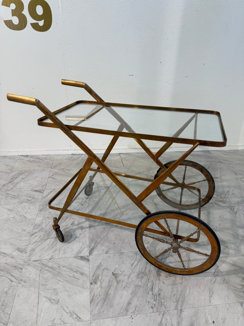 Italian Brass and Glass Bar Cart, 1960s
