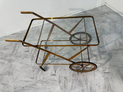 Italian Brass and Glass Bar Cart, 1960s