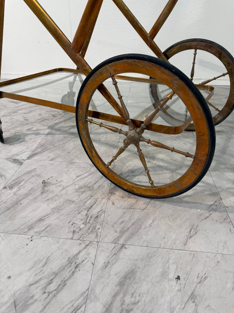 Italian Brass and Glass Bar Cart, 1960s