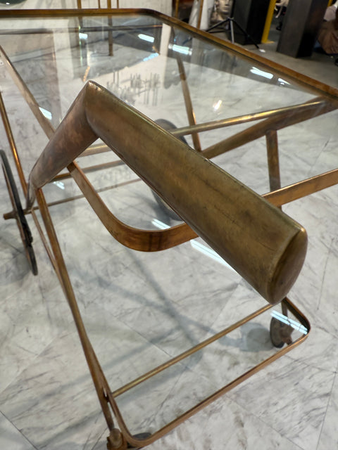 Italian Brass and Glass Bar Cart, 1960s