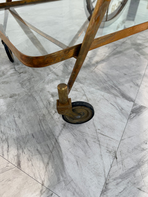 Italian Brass and Glass Bar Cart, 1960s