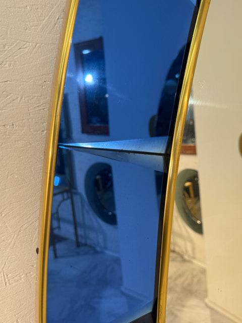 Cristal Arte Oval Floor Mirror With Shelf, Italy 1960