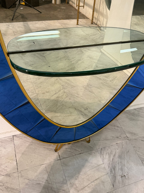 Cristal Arte Oval Floor Mirror With Shelf, Italy 1960