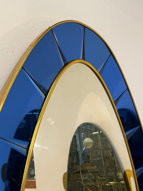 Cristal Arte Oval Floor Mirror With Shelf, Italy 1960