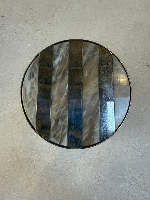 Vintage Chrome Ice Bucket with Mother-of-Pearl Inset Lid, 1970s