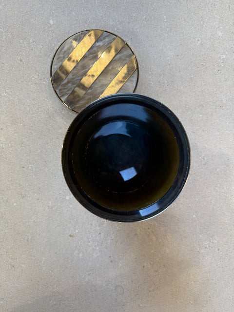 Vintage Chrome Ice Bucket with Mother-of-Pearl Inset Lid, 1970s