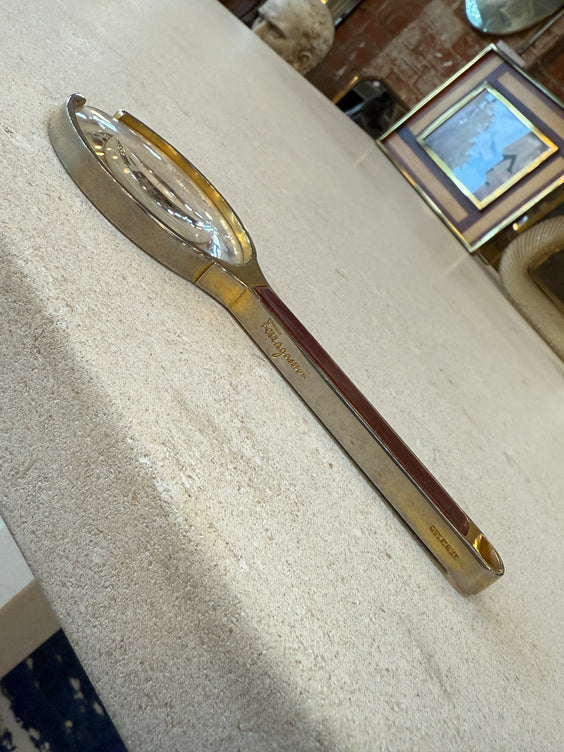 Ferragamo Magnifying Glass with Leather Handle, Italy, 1970s