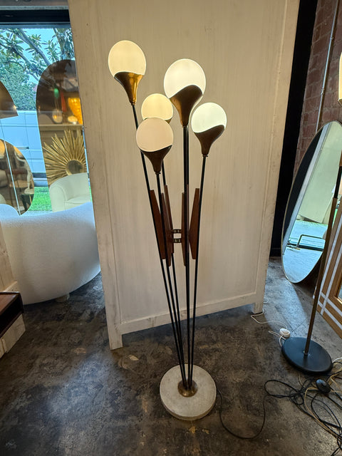 Stilnovo Multi-Arm Floor Lamp with Opaline Glass Shades