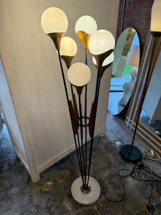 Stilnovo Multi-Arm Floor Lamp with Opaline Glass Shades