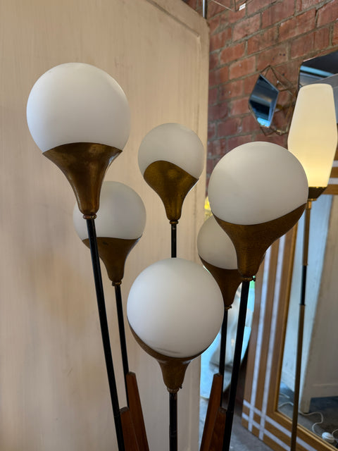 Stilnovo Multi-Arm Floor Lamp with Opaline Glass Shades