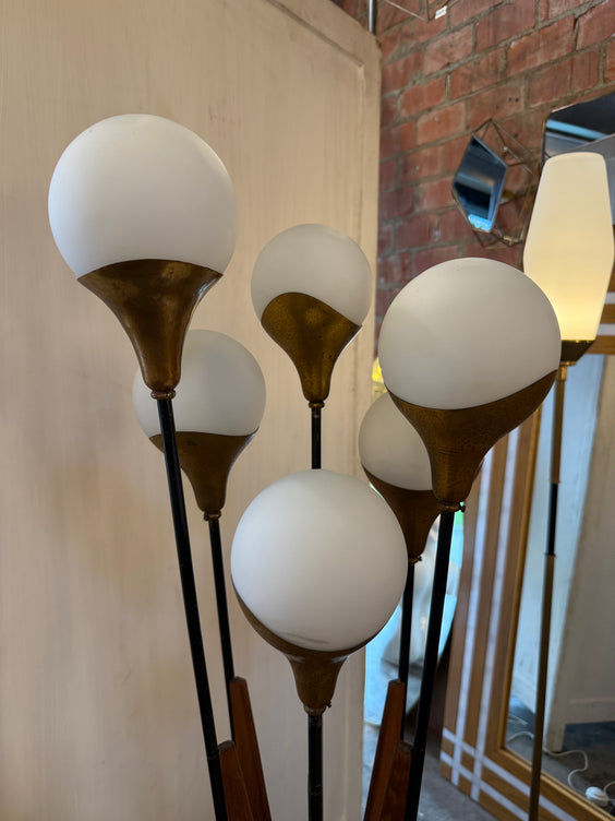 Stilnovo Multi-Arm Floor Lamp with Opaline Glass Shades