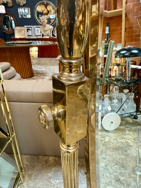 Italian Mid-Century Brass Cheval Floor Mirror, 1970s