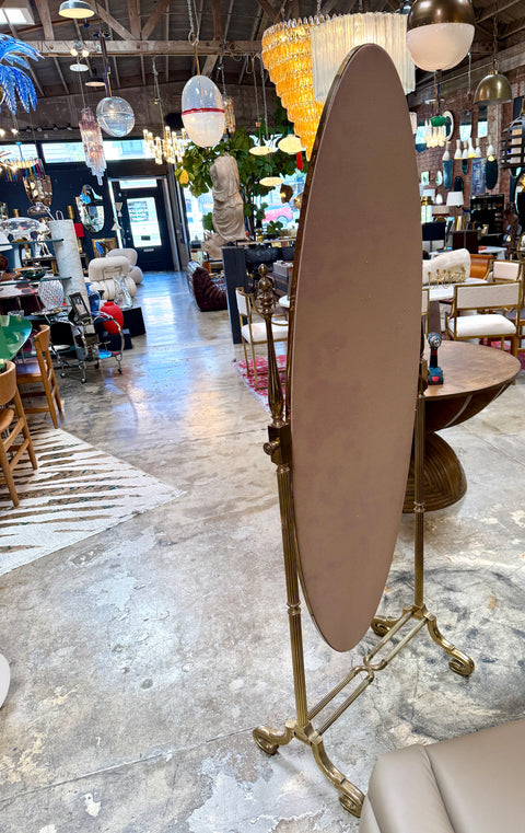 Italian Mid-Century Brass Cheval Floor Mirror, 1970s