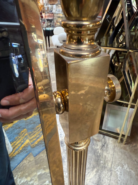 Italian Mid-Century Brass Cheval Floor Mirror, 1970s