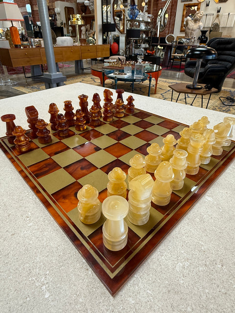 Italian Tortoiseshell Lucite Chess Set