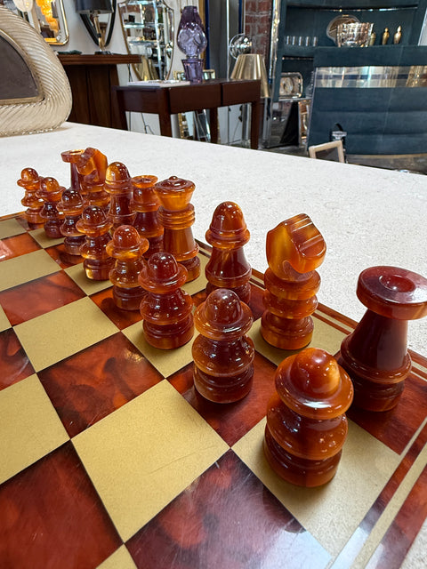 Italian Tortoiseshell Lucite Chess Set
