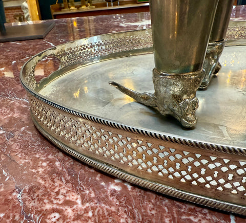 Italian Silver-Plated Animal Head Decanter and Goblet Set by Valenti, 1960s