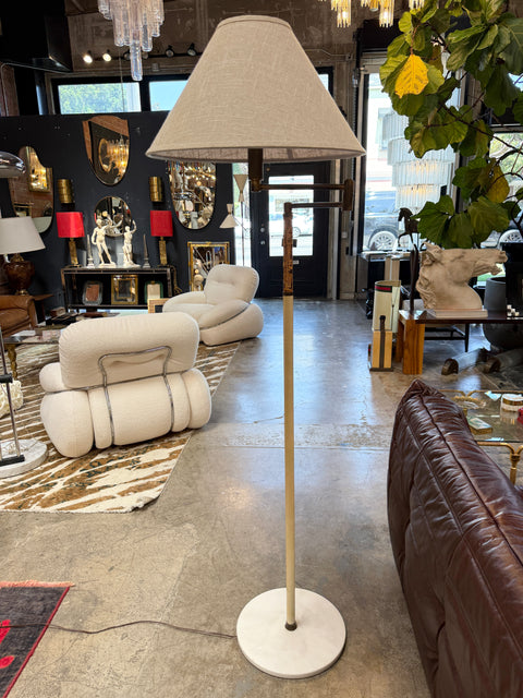 Italian Brass and Marble Floor Lamp with Swing Arm, 1970s