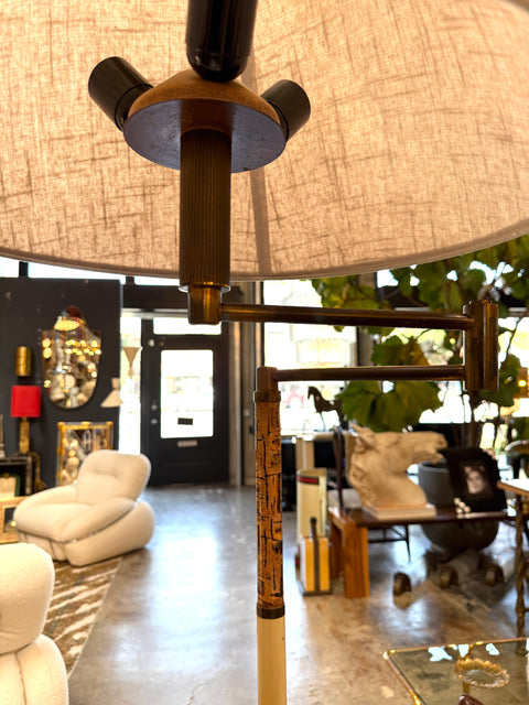 Italian Brass and Marble Floor Lamp with Swing Arm, 1970s