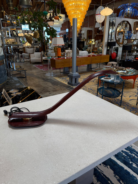 Traso Milano Snakeskin-Wrapped Table Lamp, Italy, 1970s