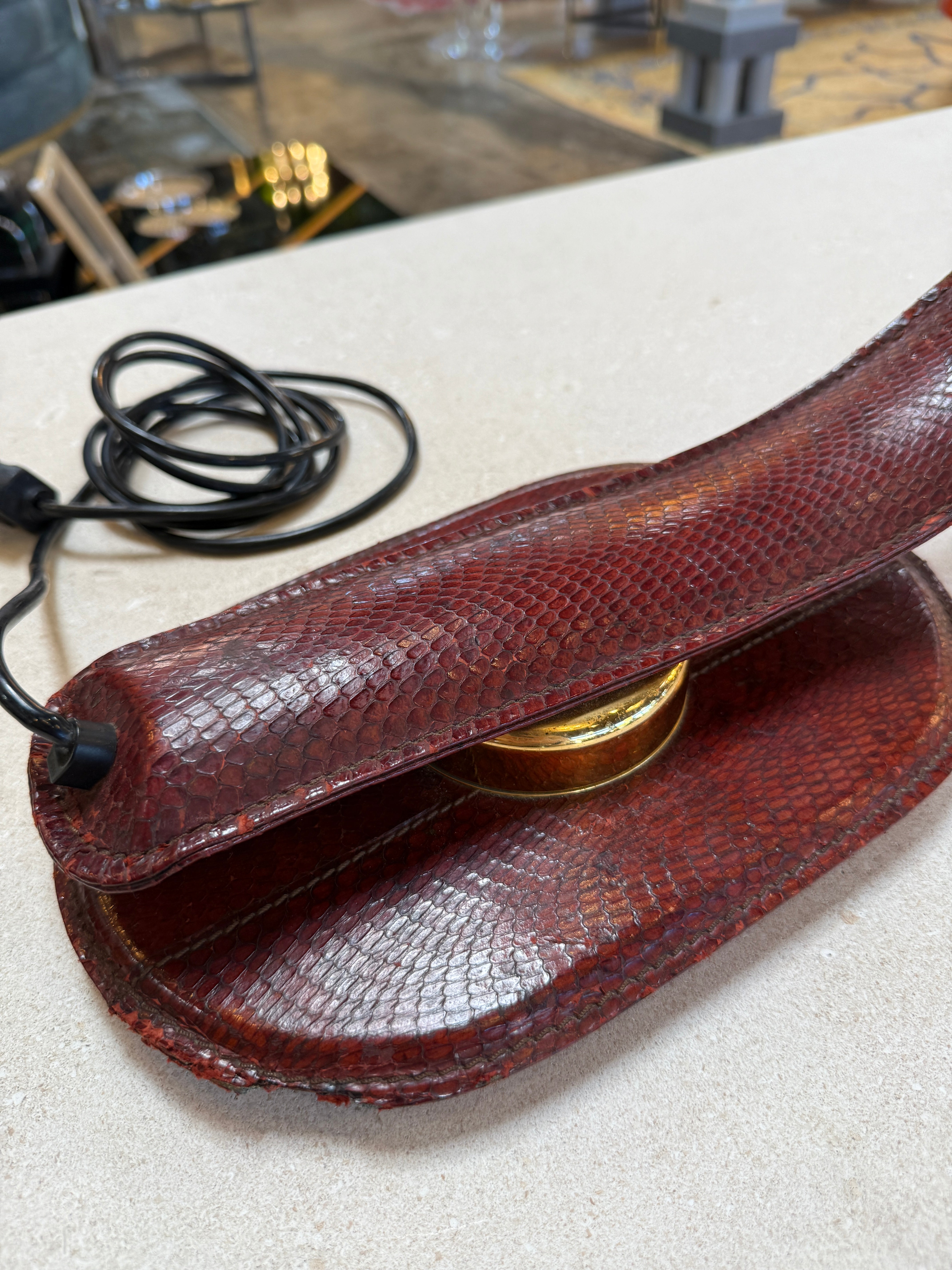 Traso Milano Snakeskin-Wrapped Table Lamp, Italy, 1970s