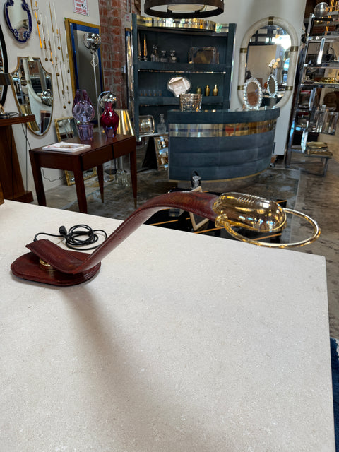 Traso Milano Snakeskin-Wrapped Table Lamp, Italy, 1970s