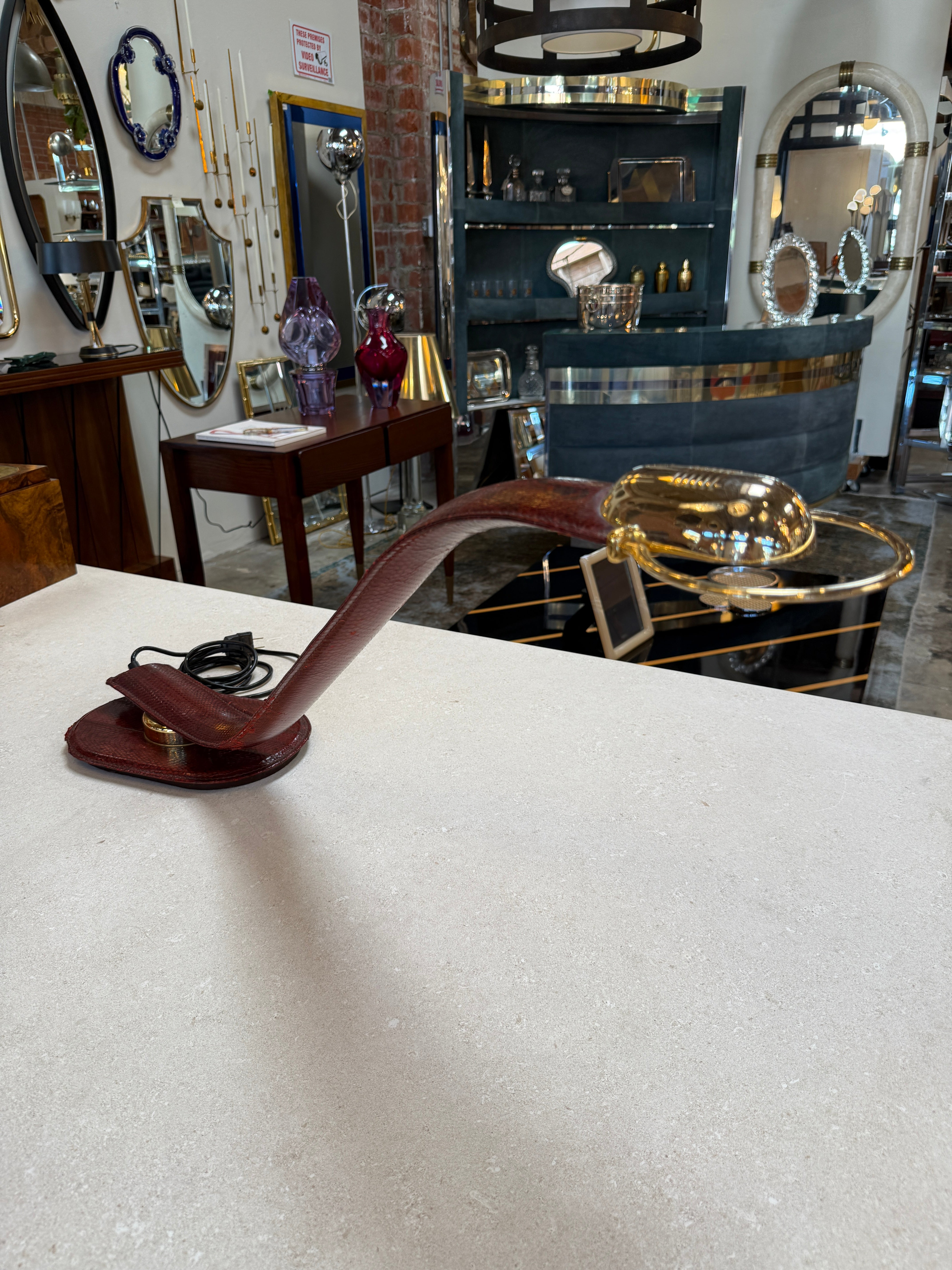 Traso Milano Snakeskin-Wrapped Table Lamp, Italy, 1970s