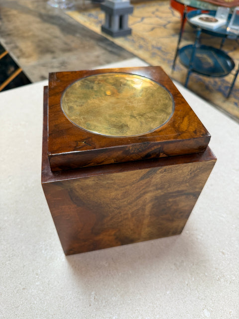 Tommaso Barbi Burl Wood Ice Bucket, Italy, 1970s