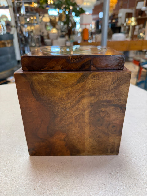 Tommaso Barbi Burl Wood Ice Bucket, Italy, 1970s