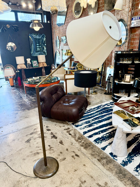 Patented Adjustable Brass Floor Lamp by Angelo Lelli for Arredoluce, Italy, 1950s