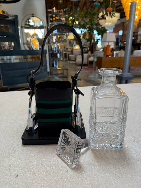 Gucci Inspired Leather & Crystal Desk Set, Italy, 1970s