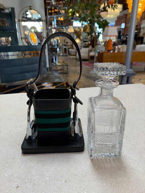 Gucci Inspired Leather & Crystal Desk Set, Italy, 1970s