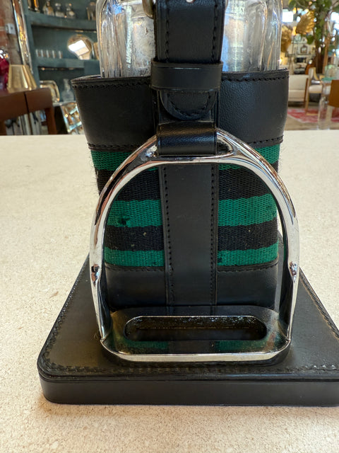 Gucci Inspired Leather & Crystal Desk Set, Italy, 1970s