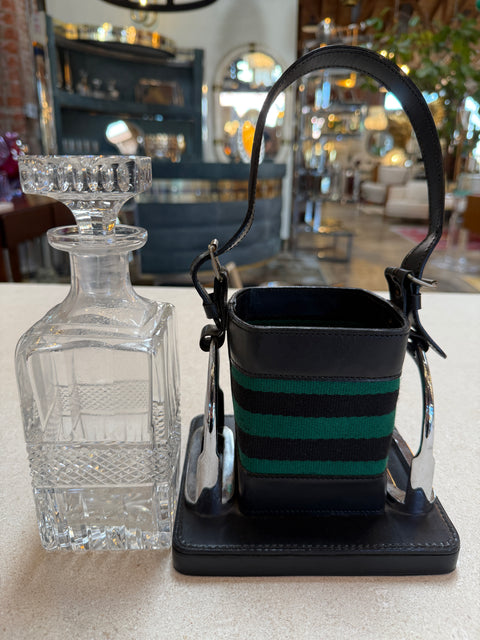 Gucci Inspired Leather & Crystal Desk Set, Italy, 1970s