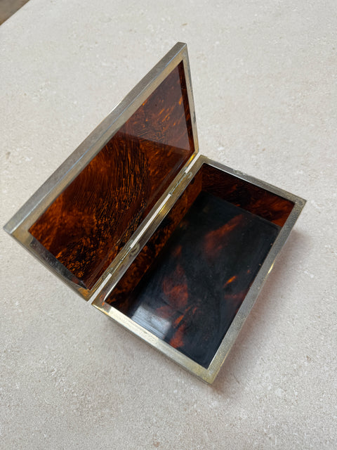 Italian Faux Tortoiseshell and Brass Box, 1970s