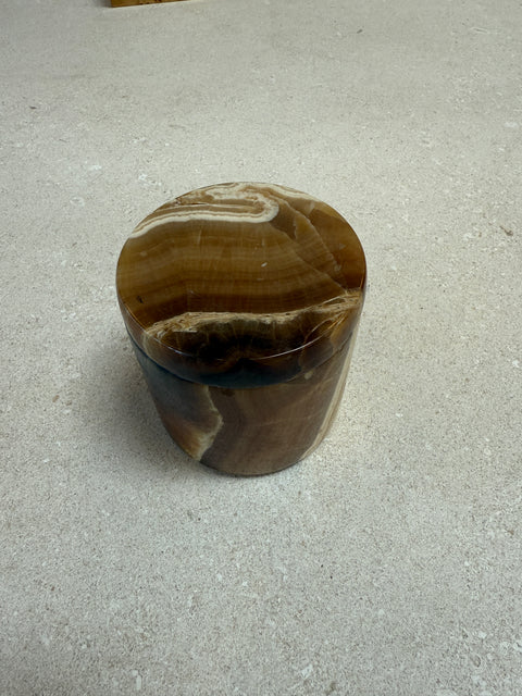 Italian Marble Lidded Box in Honey and Cream Tones, 1970s