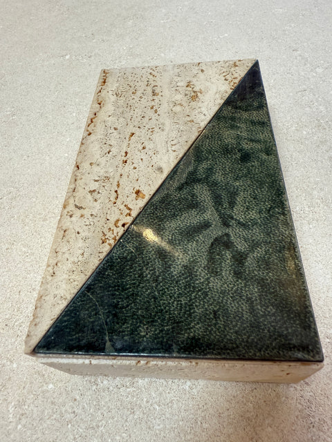 Italian Travertine and Marble Box, 1970s