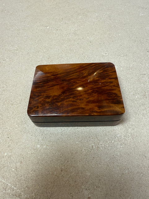 Italian Burlwood Box with Red Felt Interior, 1970s