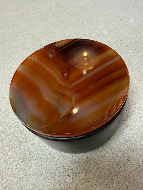 Italian Round Wood and Tortoiseshell Box, 1970s