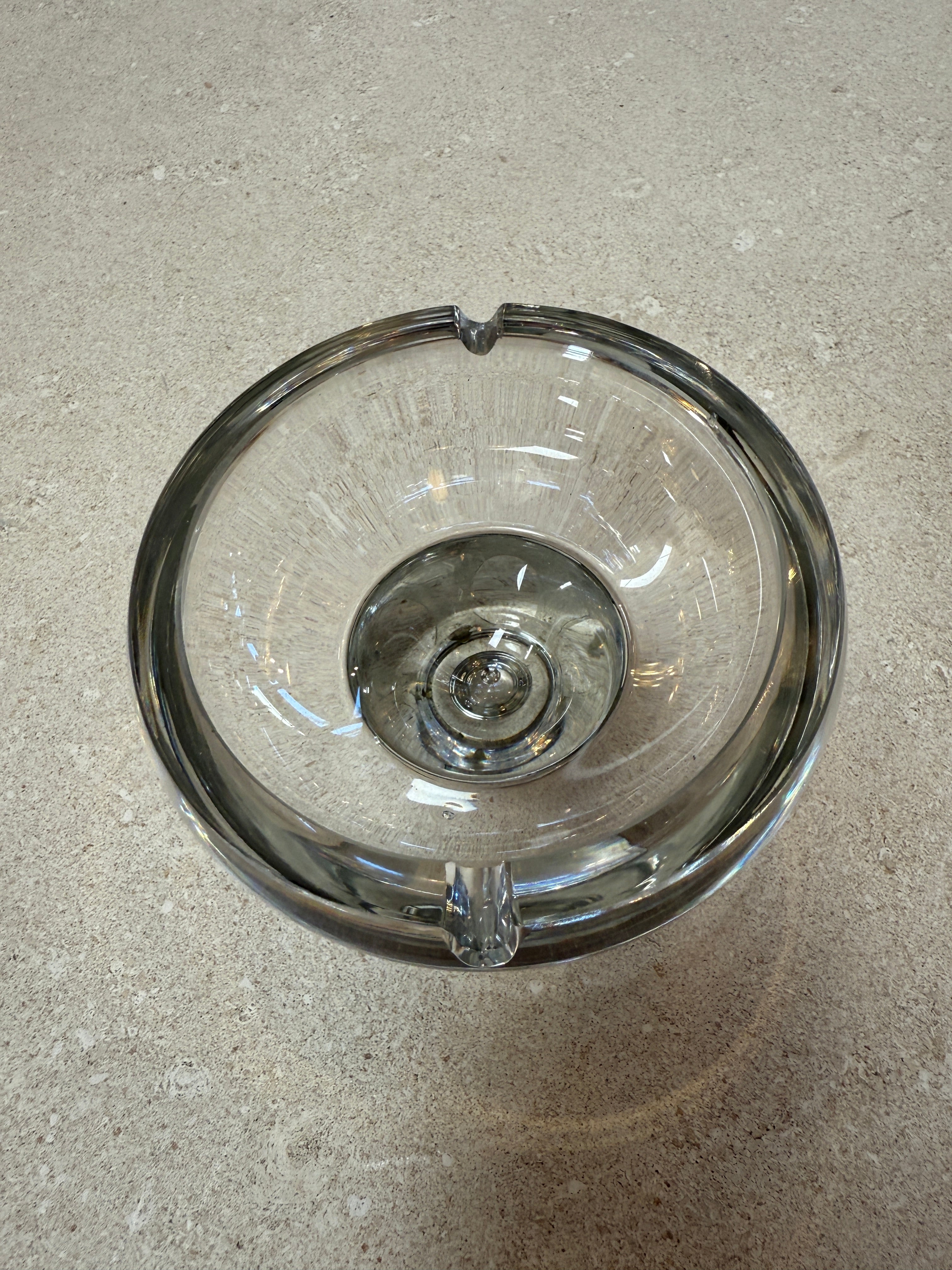 Glass Ashtray with Metal-Clad Base