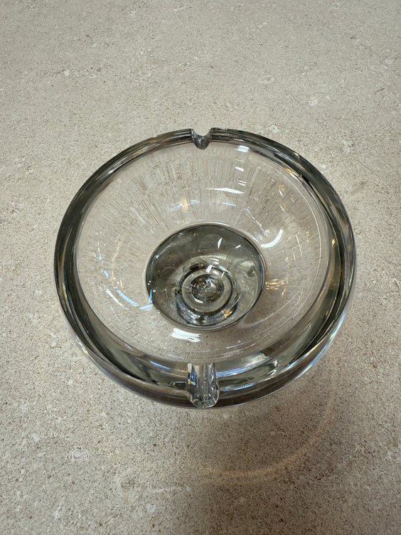 Glass Ashtray with Metal-Clad Base