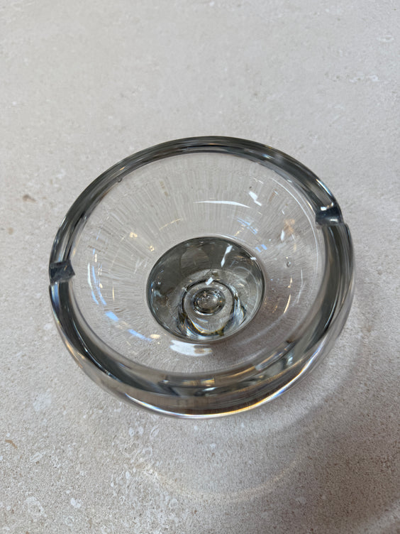 Glass Ashtray with Metal-Clad Base