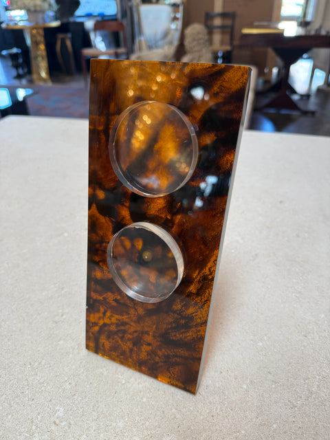 Italian Tortoiseshell Lucite Double Picture Frame, 1970s