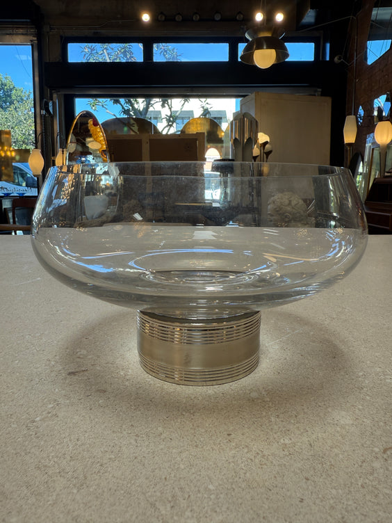 Murano Glass Centerpiece Bowl with Metal Base, Italy, 1970s